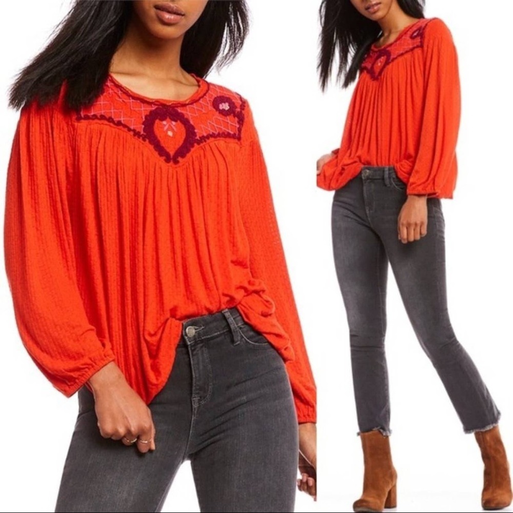 NWT Free People Begonia Embroidered Blouse